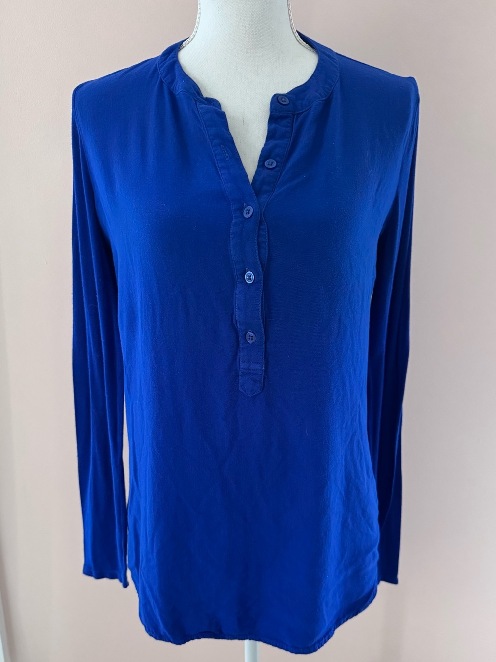 BELLA DAHL Royal Blue Henley Popover Half Button Tunic Size Small